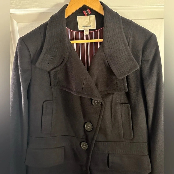 NWOT Faconnable Women’s Navy Wool and Cashmere Long Coat Size Large - Picture 3 of 8